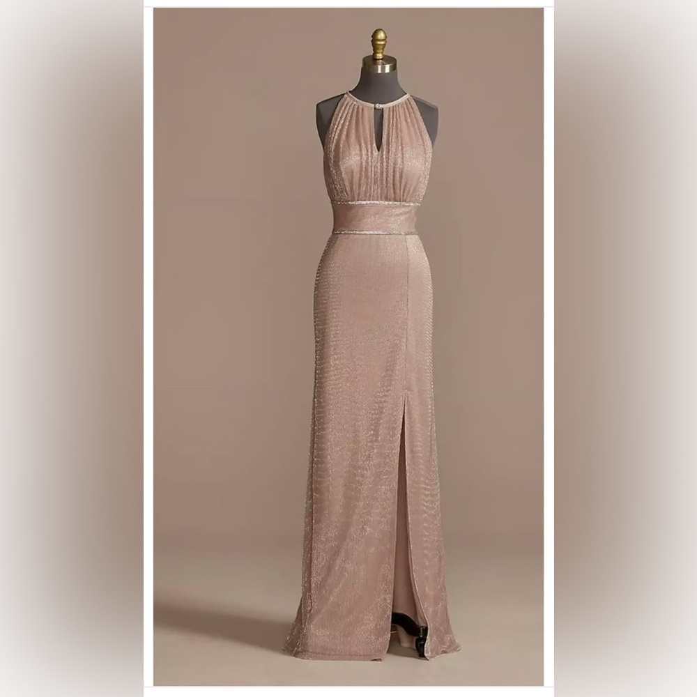 Oleg Cassini Backless Pink Gown